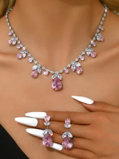 Parure de bijoux de mariée en métal et perles d'imitation attrayantes