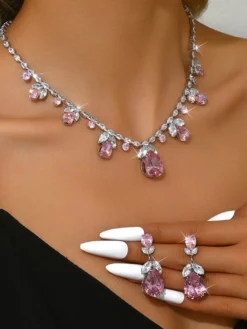 Parure de bijoux de mariée en métal et perles d'imitation attrayantes