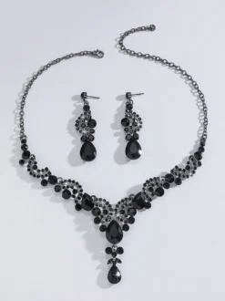 Parure de bijoux de mariée en métal et perles d'imitation attrayantes