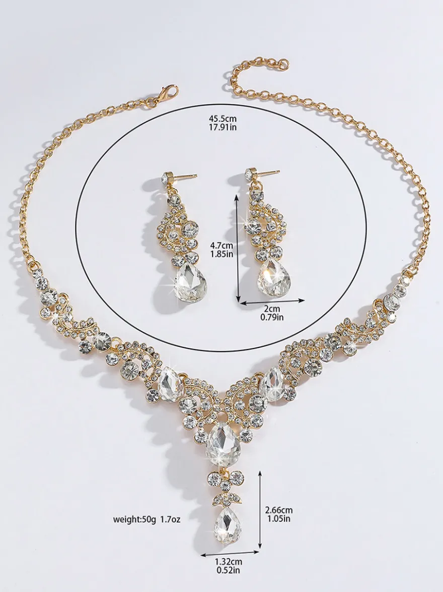 Parure de bijoux de mariée en métal et perles d'imitation attrayantes