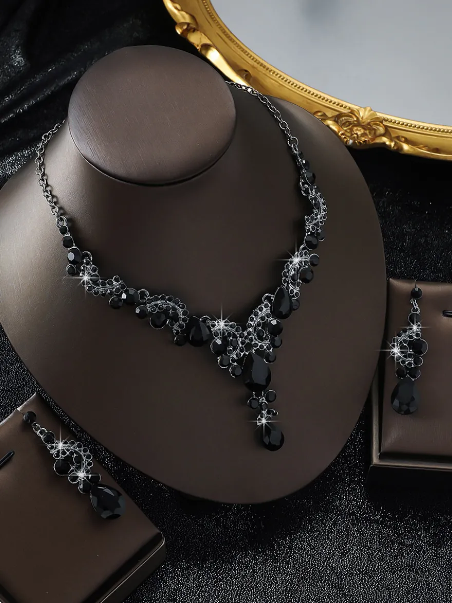 Parure de bijoux de mariée en métal et perles d'imitation attrayantes