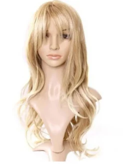 Perruque chic longue or ébouriffée en fibre synthétique frisée
