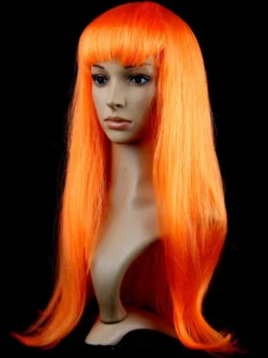 Perruque de cheveux d'Halloween violet Perruque de carnaval longues et droites