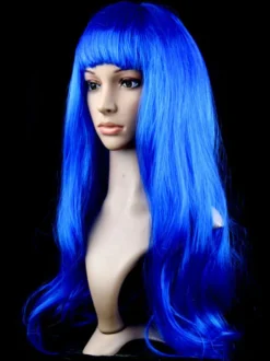 Perruque de cheveux d'Halloween violet Perruque de carnaval longues et droites
