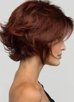 Perruque 16 inches brun acajou dégradé en fibre résistante à la chaleur droite