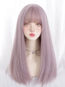 Perruque Lolita Longue Avec Frange Fibre Résistante À La Chaleur Accessoires Lolita