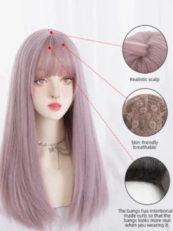 Perruque Lolita Longue Avec Frange Fibre Résistante À La Chaleur Accessoires Lolita