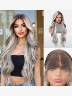 Perruque longue pour femme châtain foncé style synthétique chic