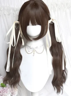 Perruques Lolita Style ROCOCO longues fibres résistantes à la chaleur accessoires Lolita marron clair