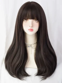 Perruques Mignonne Lolita Noir Longue Fibre Résistante À La Chaleur Accessoires Lolita