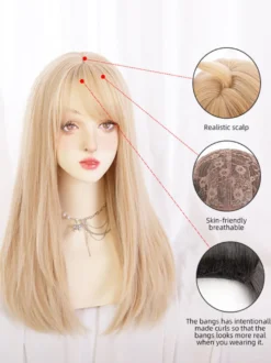 Perruque Sweet Lolita ébouriffée fibre résistante à la chaleur accessoires Lolita or clair