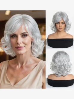 Perruque synthétique châtain clair courte pour femme
