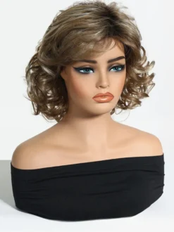 Perruque synthétique châtain clair courte pour femme