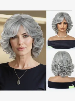 Perruque synthétique châtain clair courte pour femme