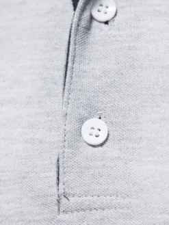 Polo homme à col rabattu manches longues avec logos coupe classique gris à la mode