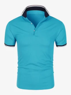 Polo Homme Décontracté Col Rabattu Manches Courtes Coupe Classique