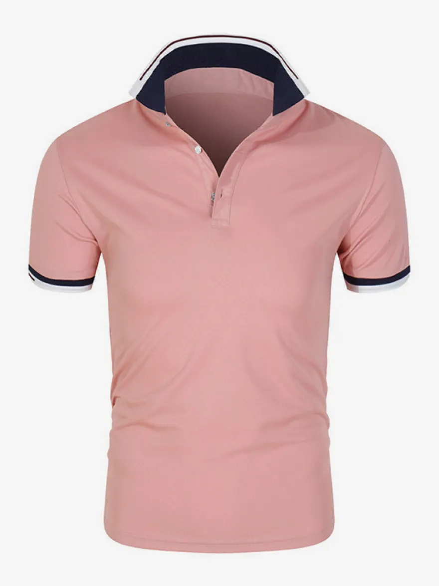 Polo Homme Décontracté Col Rabattu Manches Courtes Coupe Classique