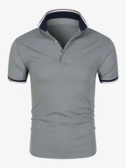Polo Homme Décontracté Col Rabattu Manches Courtes Coupe Classique