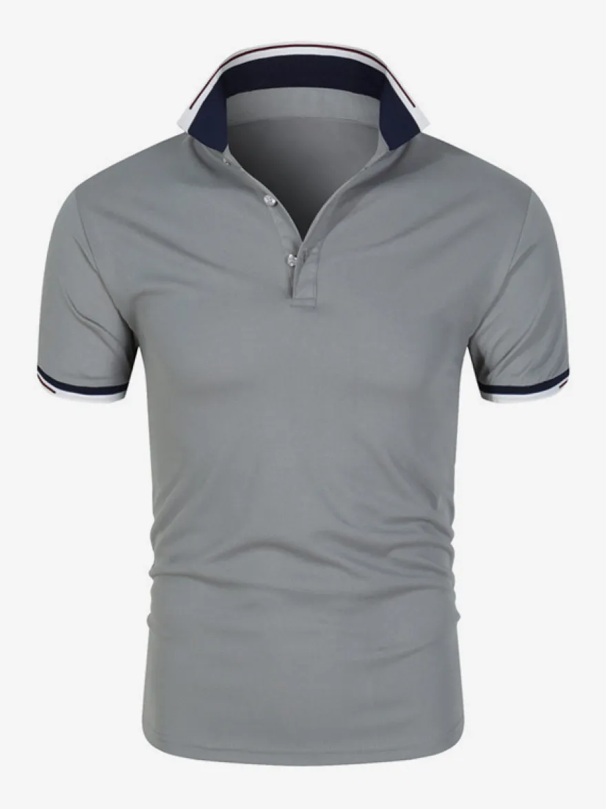 Polo Homme Décontracté Col Rabattu Manches Courtes Coupe Classique