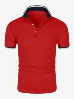 Polo Homme Décontracté Col Rabattu Manches Courtes Coupe Classique