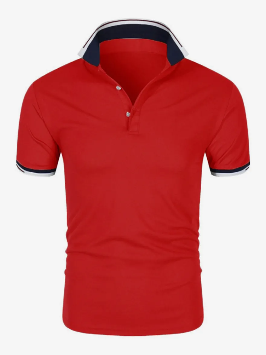 Polo Homme Décontracté Col Rabattu Manches Courtes Coupe Classique