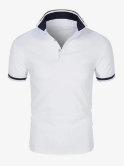 Polo Homme Décontracté Col Rabattu Manches Courtes Coupe Classique