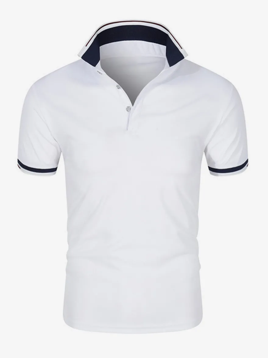 Polo Homme Décontracté Col Rabattu Manches Courtes Coupe Classique