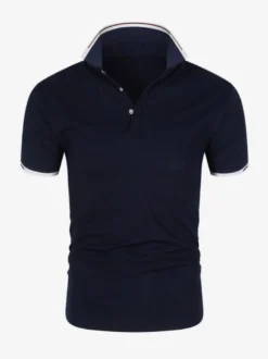 Polo Homme Décontracté Col Rabattu Manches Courtes Coupe Classique