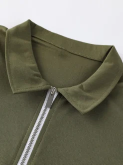 Polo pour homme à col rabattu et manches courtes avec fermeture éclair et coupe classique