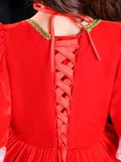 Polyester Fiber Tea Party Dentelle Manches 3/4 Polyester Robe Gothique Rouge Enfants 'Lolita Robes