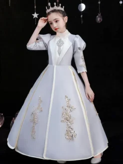 Polyester Fibre Tea Party 3/4 Longueur Manches Polyester Combinaison Gothic Silver Robes Lolita Kids