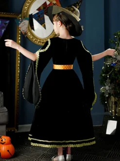 Polyester Fibre Tea Party Manches Longues Polyester Robe Gothique Noir Enfants Lolita Robes