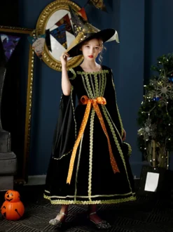 Polyester Fibre Tea Party Manches Longues Polyester Robe Gothique Noir Enfants Lolita Robes