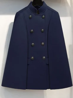 Poncho Femme avec Manches Longues à Col Montant Bicolores
