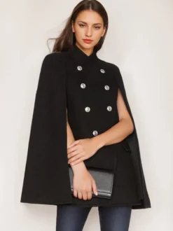 Poncho Femme avec Manches Longues à Col Montant Bicolores