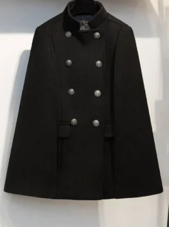 Poncho Femme avec Manches Longues à Col Montant Bicolores