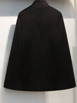 Poncho Femme avec Manches Longues à Col Montant Bicolores