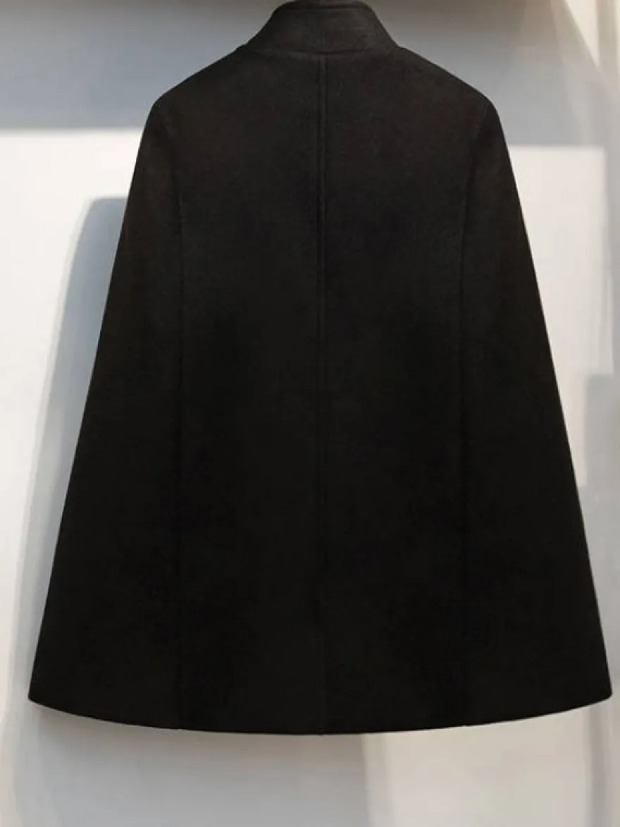 Poncho Femme avec Manches Longues à Col Montant Bicolores