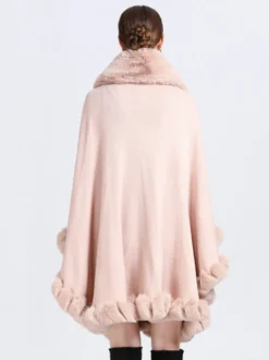 Poncho Femme avec Manches Longues à Col Revers Unicolore