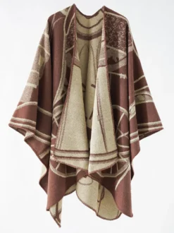 Poncho Femme Cape Rouge Bicolore