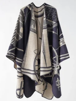 Poncho Femme Cape Rouge Bicolore