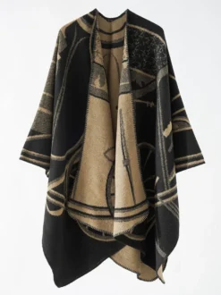 Poncho Femme Cape Rouge Bicolore