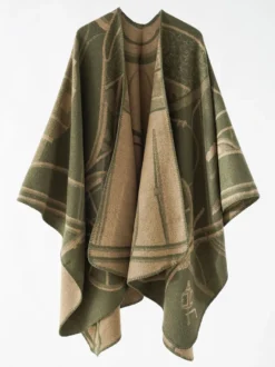 Poncho Femme Cape Rouge Bicolore