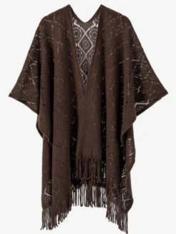 Poncho pour femme avec encolure conçue cape poncho marron clair