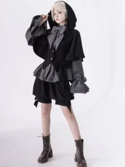 【Pré-vente】 Chemise Gothique Lolita Blouses grise à manches longues volants