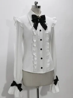 【Pré-vente】 Gothic Lolita Ouji Fashion Chemise à manches longues avec nœuds et volants