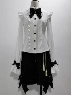 【Pré-vente】 Gothic Lolita Ouji Fashion Chemise à manches longues avec nœuds et volants