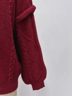 Pull à col roulé en maille torsadée manches amovibles superposées manches longues amples