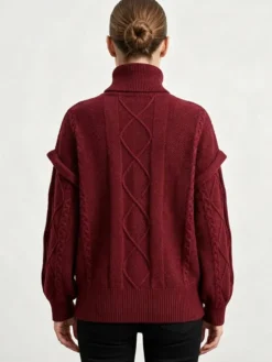 Pull à col roulé en maille torsadée manches amovibles superposées manches longues amples