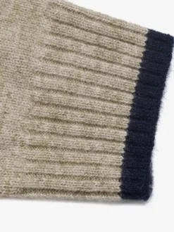 Pull en maille à col montant et bordures contrastées manches longues coupe ample uni